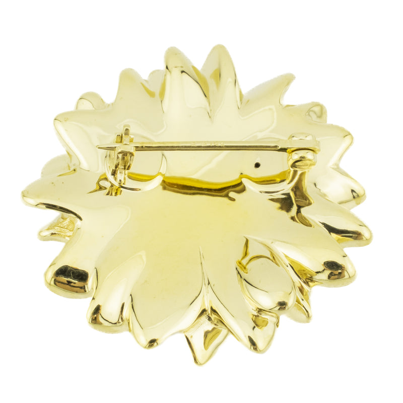 Gold Sunflower Hollow Brooch in 14K Yellow Gold - 3.6 Grams
