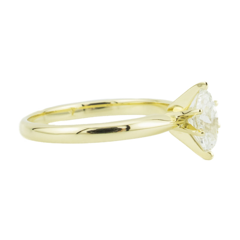 0.72ct Marquise G/SI2 Diamond Solitaire Engagement Ring in 14K Yellow Gold - Size 6.75