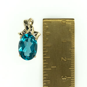 9.90ctw Blue Topaz Solitaire Gemstone Pendant in 14K Yellow Gold