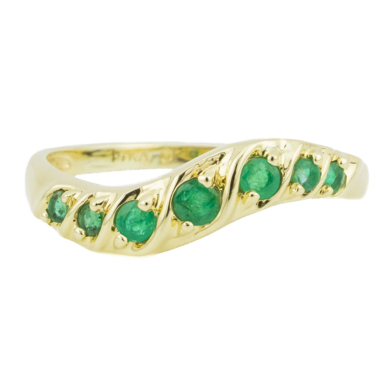 0.22ctw Round Emerald Accented Gemstone Ring in 14K Yellow Gold - Size 7