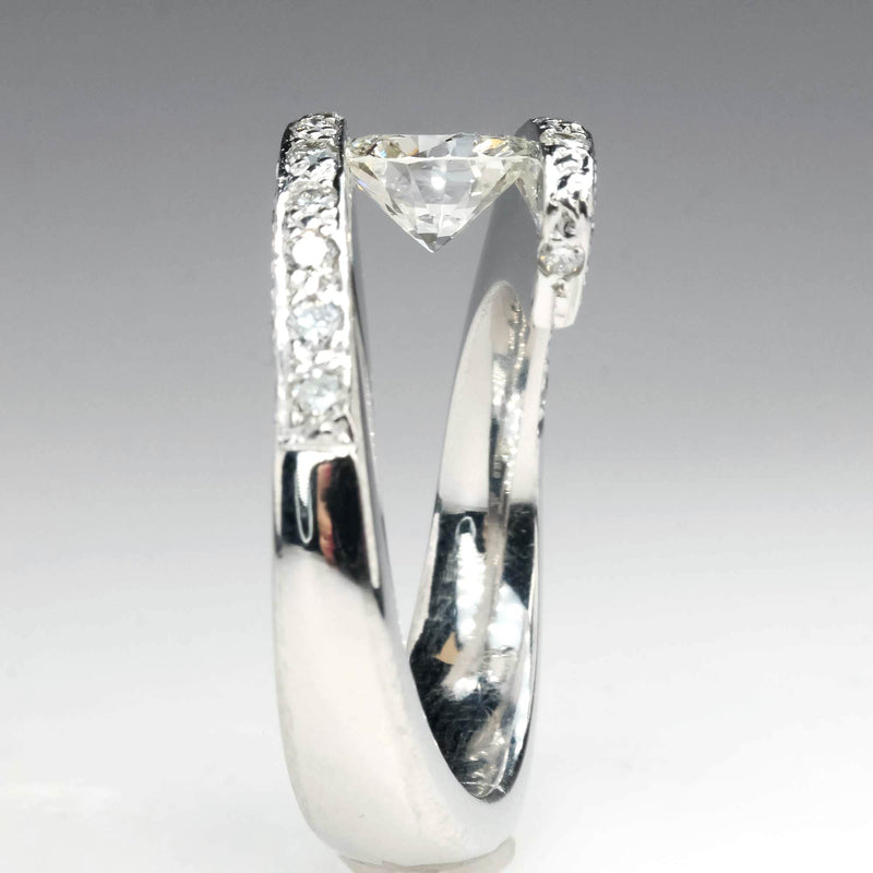1.21ct Round VS2/G Diamond Bypass Statement Ring in 14K White Gold