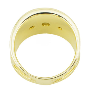 0.20ctw Diamond Etruscan Revival Cigar Band Ring in 14K Yellow Gold - Size 7.5