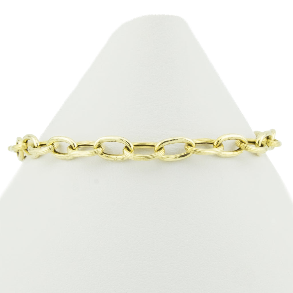 5.5mm Wide Gold Fancy Cable Link 7.5" Bracelet in 14K Yellow Gold - 42.4grams