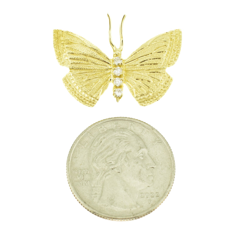 0.20ctw Diamond Accented Butterfly Brooch in 14K Yellow Gold