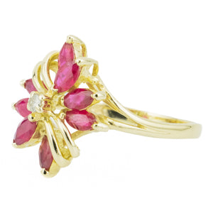 0.4ctw Ruby & Diamond Accented Ring in 14KYG- Size 8.25