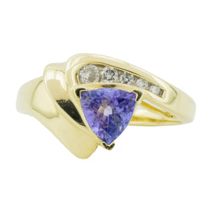 0.50ctw Tanzanite & Diamond Accented Gemstone Ring in 14K Yellow Gold - Size 6.5