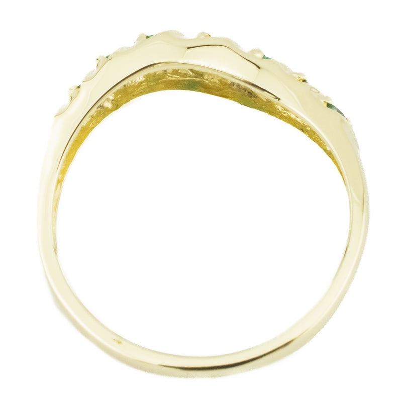 0.22ctw Round Emerald Accented Gemstone Ring in 14K Yellow Gold - Size 7