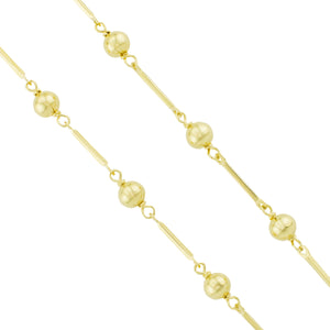 Fancy Ball and Bar Link 28" Necklace in 18K Yellow Gold - 27 Grams