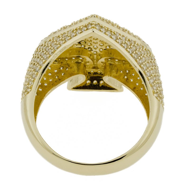 Cubic Zirconia Accented Spade Ring in 14K Yellow Gold -Size 11