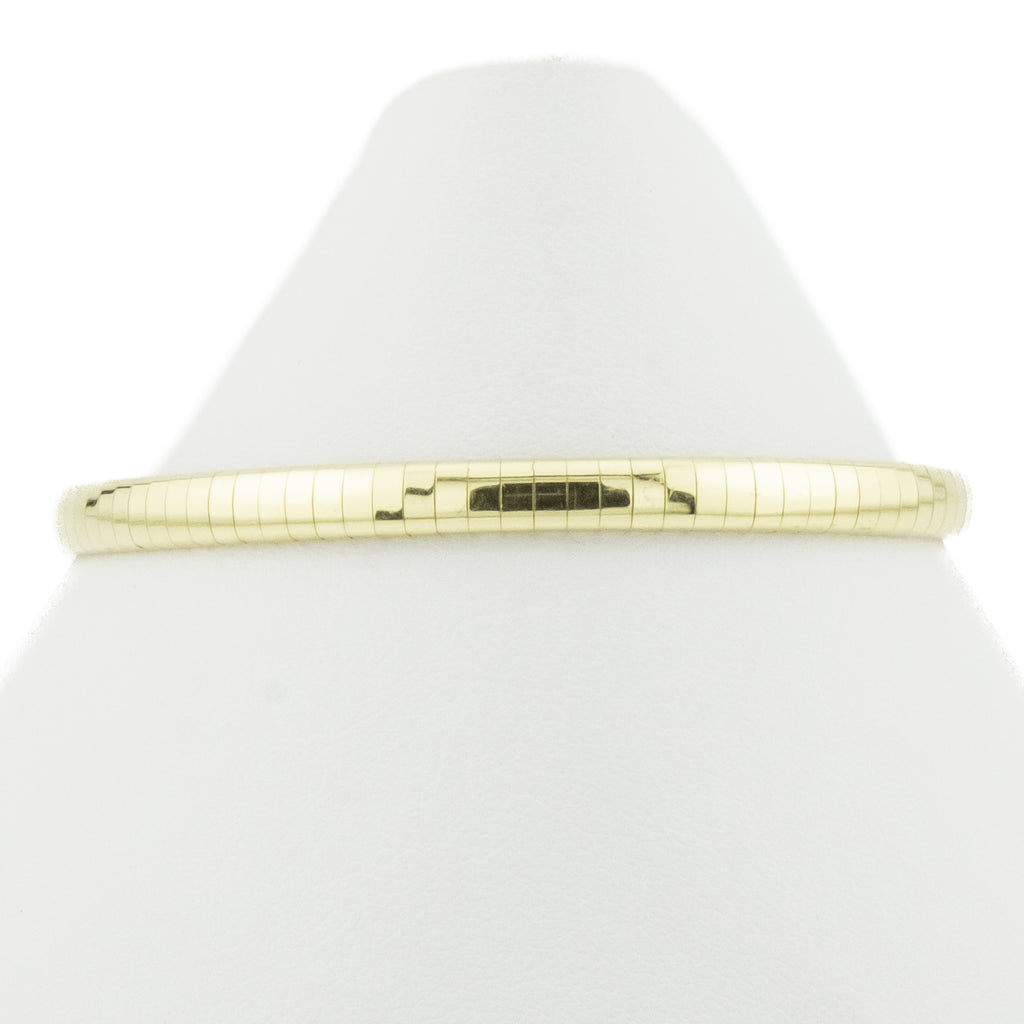 4mm Wide Gold Omega 7" Bracelet in 14K Yellow Gold - 11.1grams