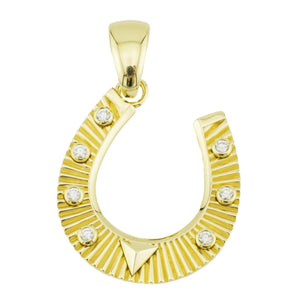 Foundrae 0.25ctw Diamond Accented Horseshoe Pendant in 18K Yellow Gold - Chain Not Included