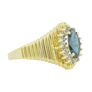0.57ctw Marquise Sapphire & Diamond Accented Gemstone Ring in 14K Yellow Gold - 7.25