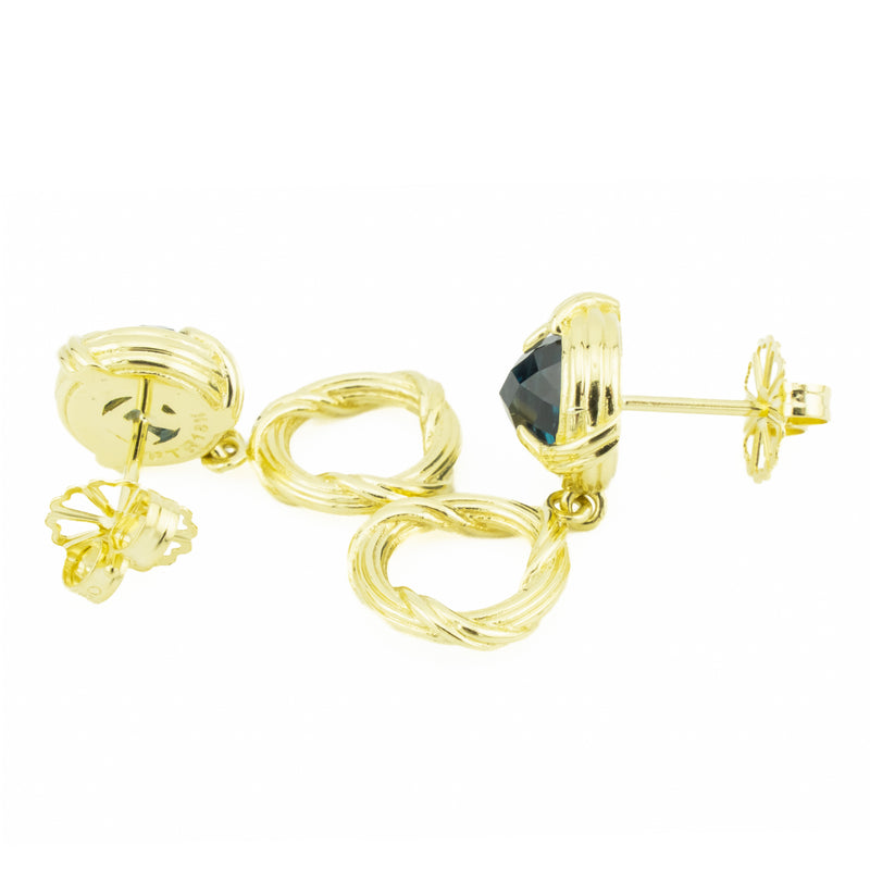 Peter Thomas Roth Blue Topaz Solitaire Gemstone Earrings in 18K Yellow Gold