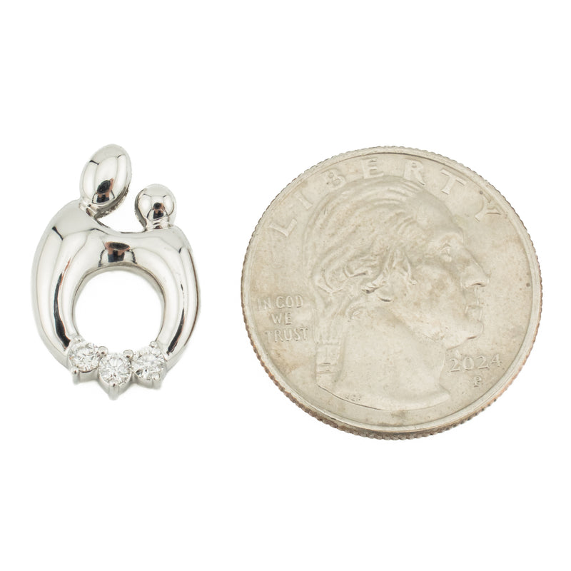0.18ctw Diamond Accented Mother's Pendant in 14K White Gold - Chain Not Included
