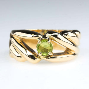 14K Yellow Gold 0.54ct Round Peridot Solitaire Gemstone Ring Size 8