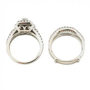 0.29ctw Princess Cut Diamond w/ 1.5ctw Diamond Accented Wedding Set in 14K White Gold - Size 6.5