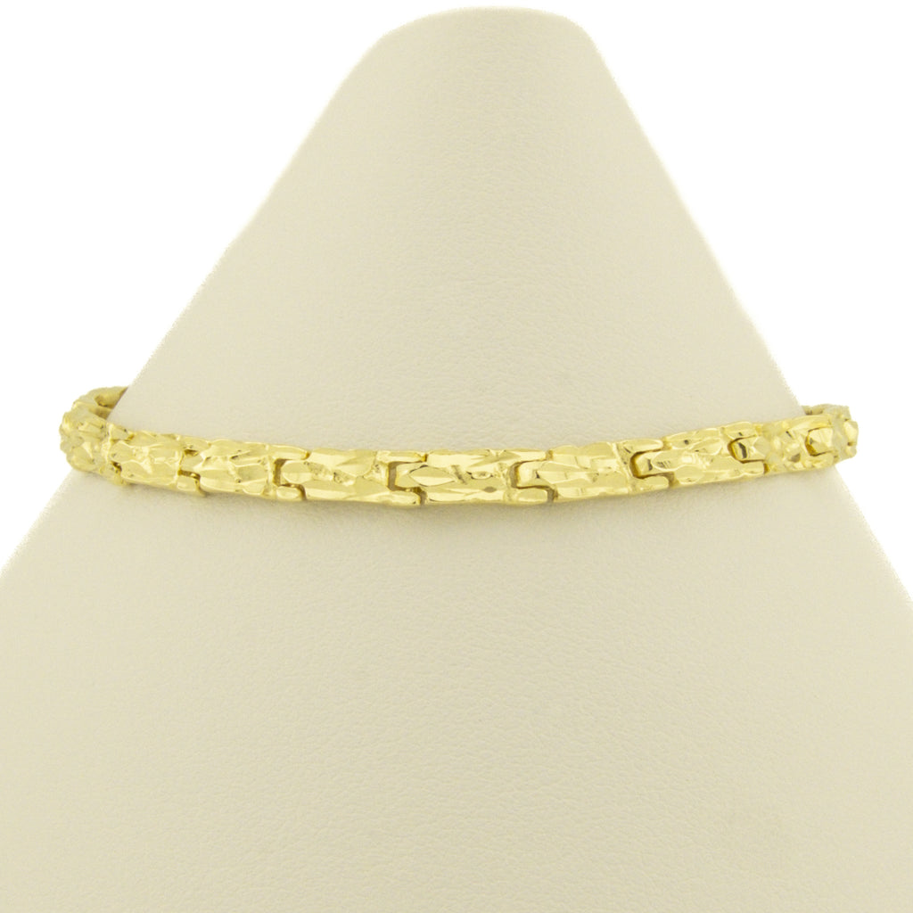 4mm Wide Nugget Link 6.75" Bracelet in 14K Yellow Gold