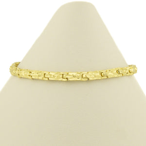 4mm Wide Nugget Link 6.75" Bracelet in 14K Yellow Gold