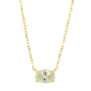 0.38ctw Oval Diamond Solitaire 18" Cable Chain Necklace in 14 Yellow Gold