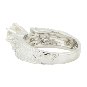 GIA 1.09ct SI1/M Round Diamond & Accented Engagement Ring in 18K White Gold - Size 6.5