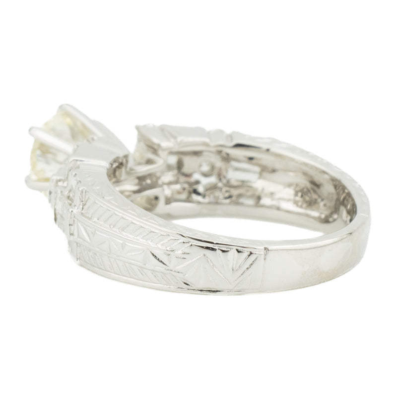 GIA 1.09ct SI1/M Round Diamond & Accented Engagement Ring in 18K White Gold - Size 6.5