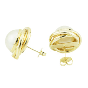 Mabe Pearl Solitaire Stud Earrings in 14K Yellow Gold