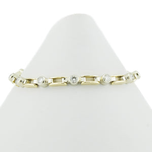 2.00ctw Bezel Set Round Brilliant Diamond 7" Bracelet in 14K Two Tone Gold