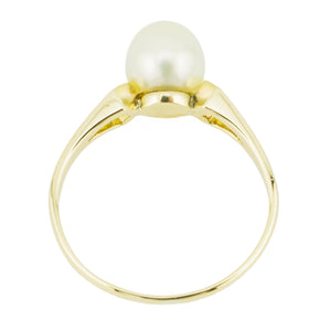 7mm Pearl Solitaire Ring in14K Yellow Gold - Size 7