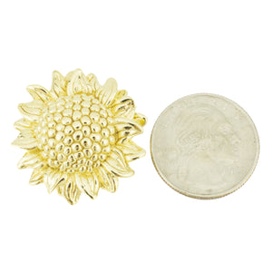 Gold Sunflower Hollow Brooch in 14K Yellow Gold - 3.6 Grams