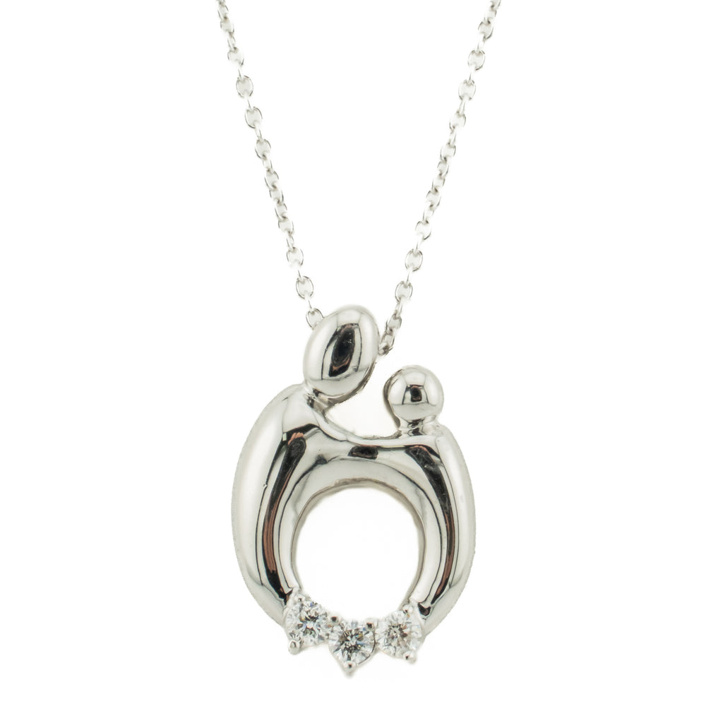 0.18ctw Diamond Accented Mother's Pendant in 14K White Gold - Chain Not Included