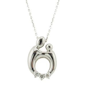 0.18ctw Diamond Accented Mother's Pendant in 14K White Gold - Chain Not Included