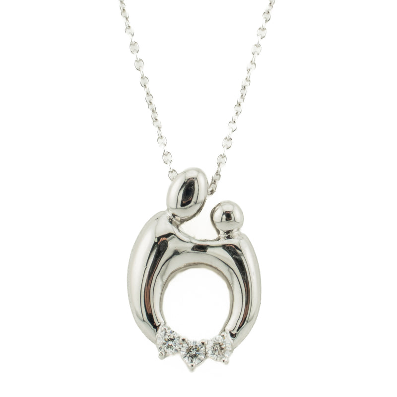 0.18ctw Diamond Accented Mother's Pendant in 14K White Gold - Chain Not Included