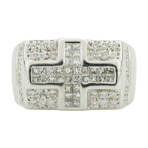1.00ctw Gent's Diamond Cluster Ring in 14K White Gold - Size 8.5