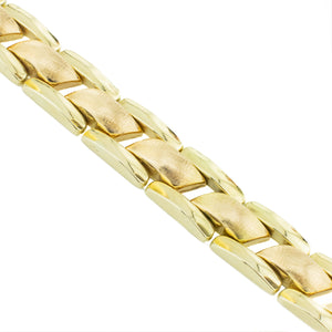 11mm Wide Fashion Gold Chain 7" Bracelet in 14K Two-Tone Gold - 23.4 grams