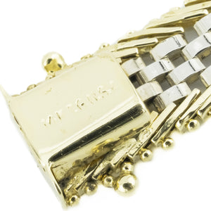 11mm Fashion Woven and Textured 7" Bracelet in 14K Two-Tone Gold