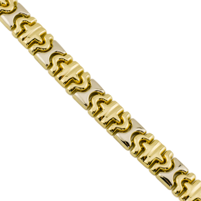 8.4mm Wide Fancy Fashion Link Bracelet 7.25" in 18K Yellow Gold