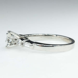 Platinum 0.90ctw Round Diamond with Side Accents Engagement Ring Size 6