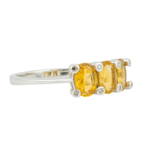 1.20ctw Oval Citrine & Diamond Accented Gemstone Ring in 14K White Gold - Size 7