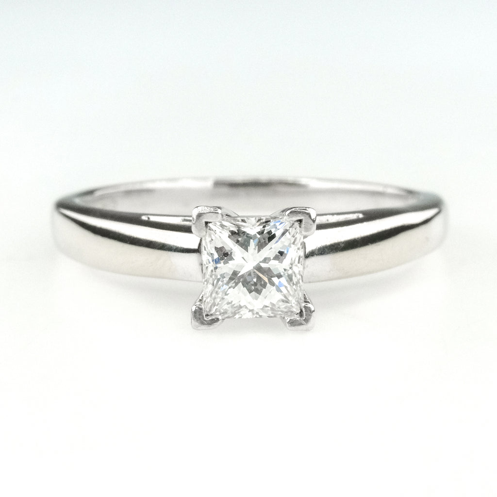 14K White Gold & Platinum 0.64ct Princess Leo Diamond Solitaire Engagement Ring