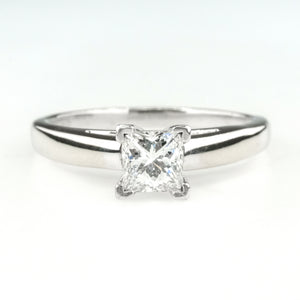 14K White Gold & Platinum 0.64ct Princess Leo Diamond Solitaire Engagement Ring