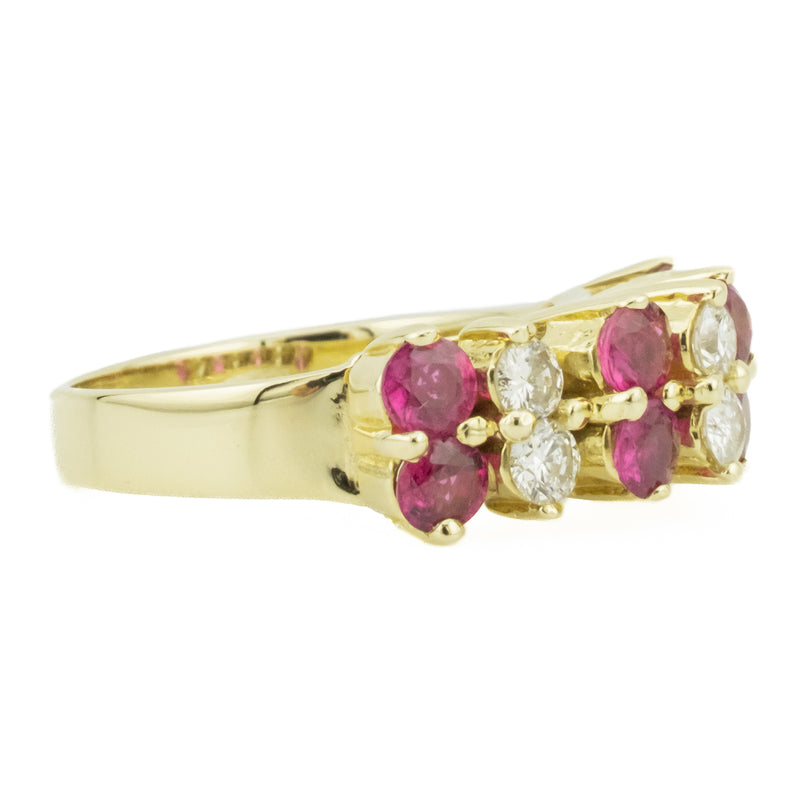 1.18ctw Natural Ruby & 0.42ctw Diamond Accents Ring in 14KYG- Size 6