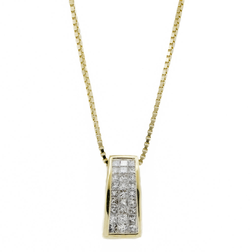 1.00ctw Diamond Slide Pendant in 14K Yellow Gold on 16" Box Chain in 14K Yellow Gold