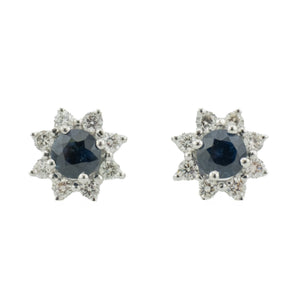 0.55ctw Sapphire & 0.32ctw Diamond Accented Stud Earrings in 14K White Gold