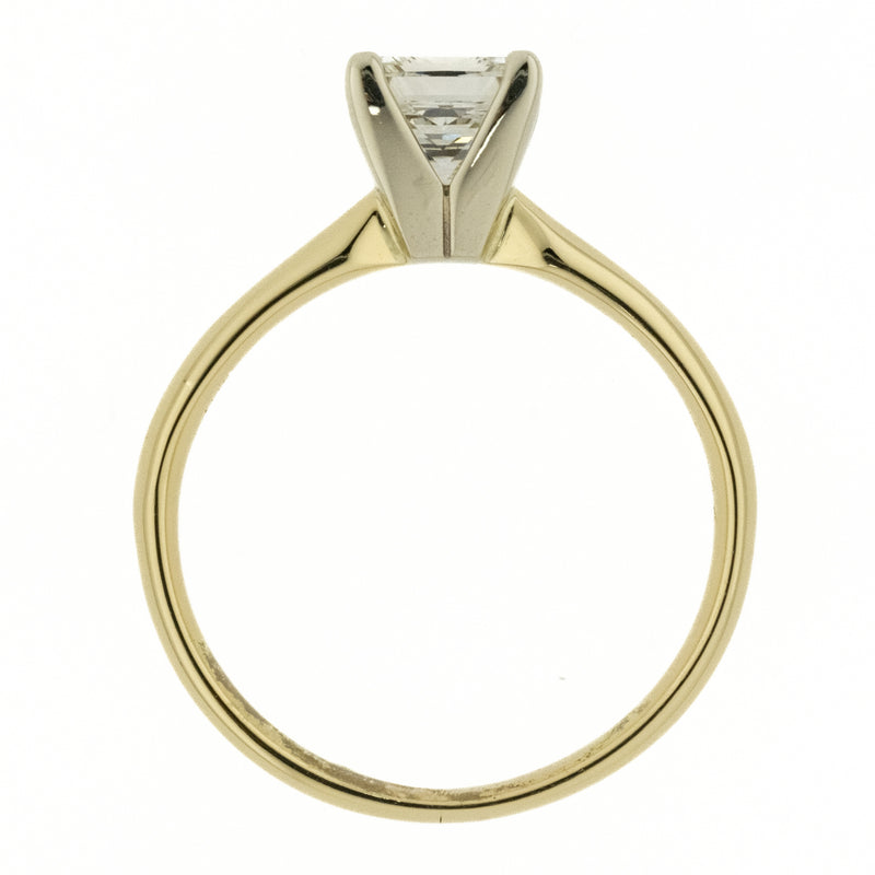0.75ct VSI1/H Princess Diamond Solitaire Engagement Ring in 14K Two Tone Gold