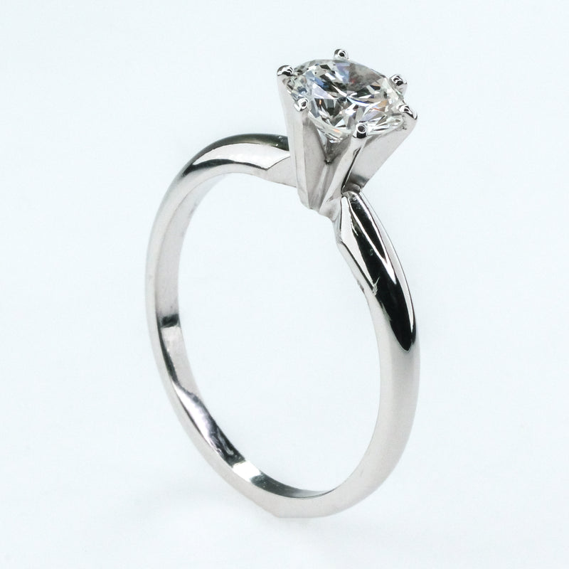 14K White Gold GIA 0.91ct Round Diamond VVS1/G Solitaire Engagement Ring Size 7