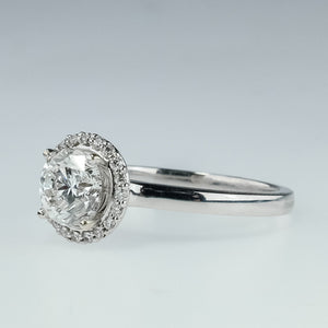 14K White Gold GIA 1.01ct Round Diamond SI2/H Halo Engagement Ring Size 6.75