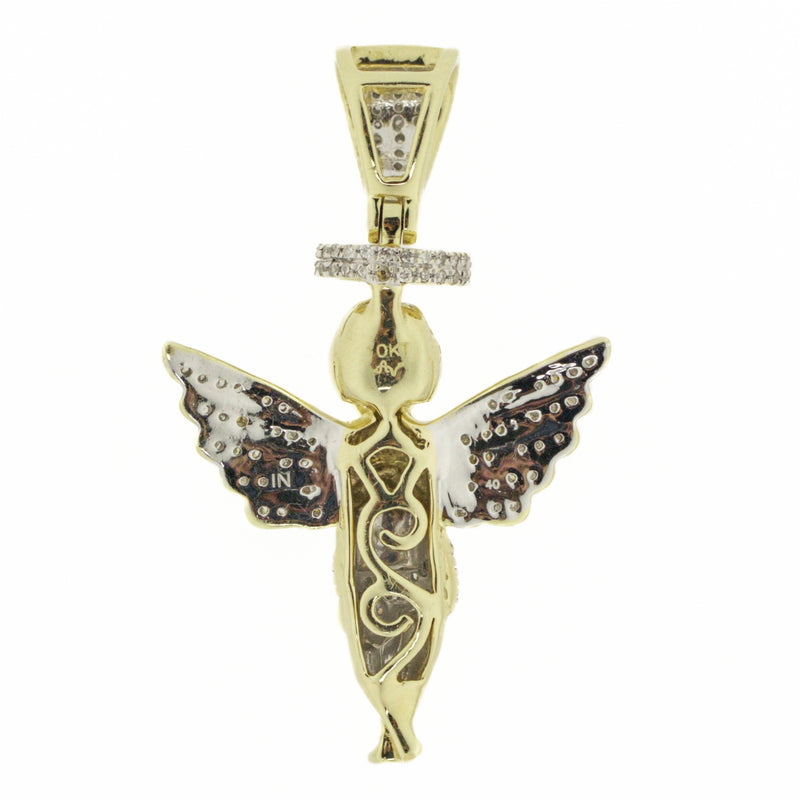 1.00ctw Diamond Accented Religious Angel Pendant in 10K Two-Tone Gold