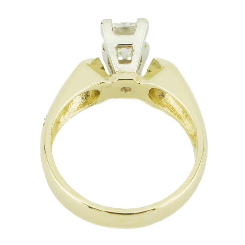 0.89ct I/SI2 Princess Diamond Solitaire Engagement Ring in 14K Yellow Gold