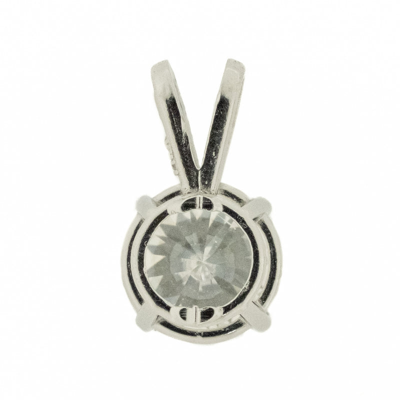 0.80ctw Round Brilliant Diamond Solitaire Pendant in 14K White Gold with 18" Fine Chain in 10K White Gold