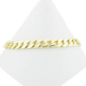 8mm Wide Curb Chain Link 9" Bracelet in 18K Yellow Gold - 40.6 Grams